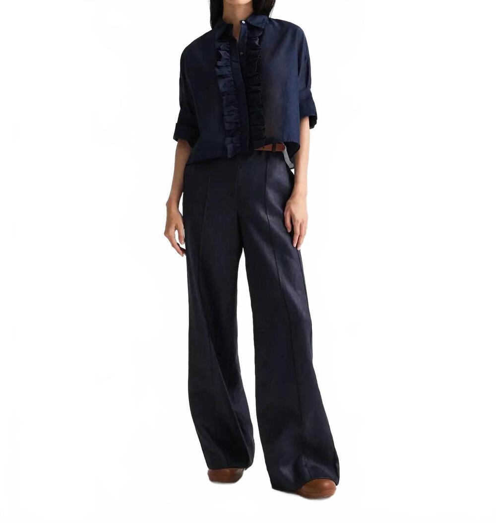 NEW TWP next ex short-sleeve button-down shirt in midnight